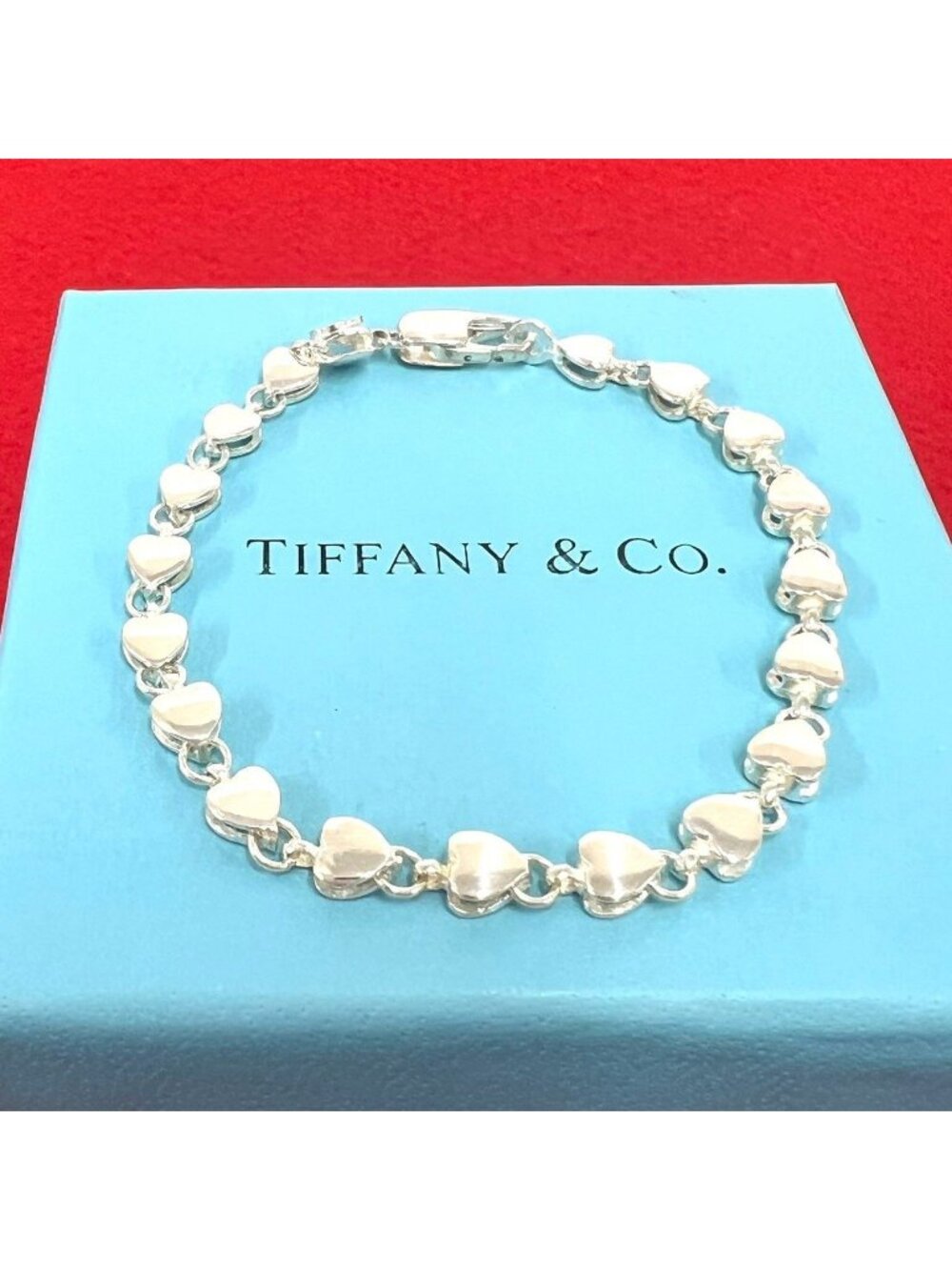 Tiffany & Co Vintage Puff Heart Bracelet 925 Sterling Silver